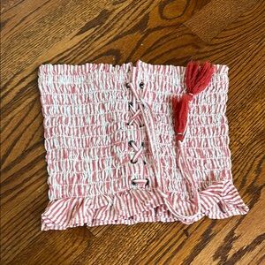 American Eagle Striped Red and White Top